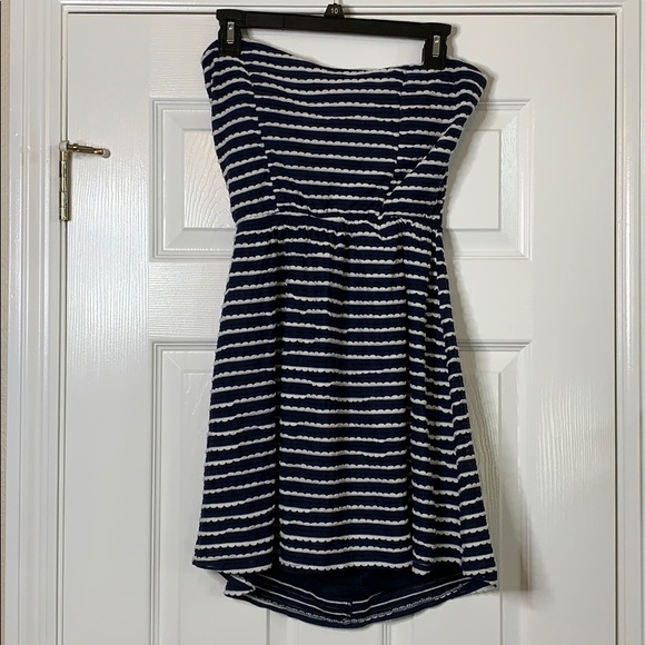 Paper Doll Strapless Striped Hi-Low Dress - Picture 1 of 8
